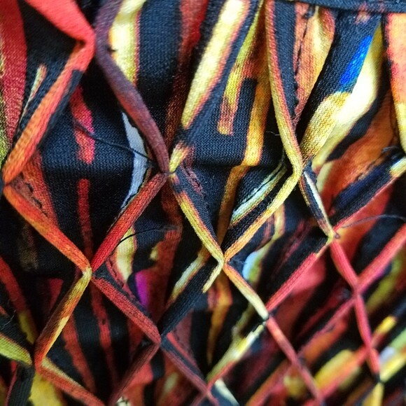 Premise Womens Sz S Multicolor Geometric Cap Sleeve Blouse - Picture 5 of 10